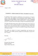 Goodwill Ambassador of Nepal Tourism Year 2011